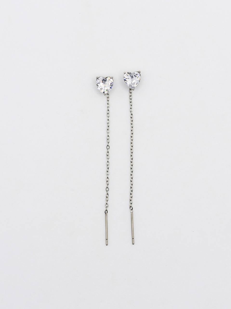 Orecchini Sali e Scendi Strass Cuore