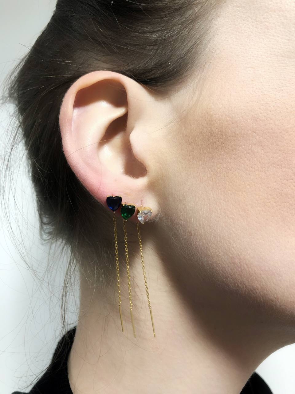 Orecchini Sali e Scendi Strass Cuore