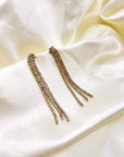 Orecchino cascata strass triplo filo